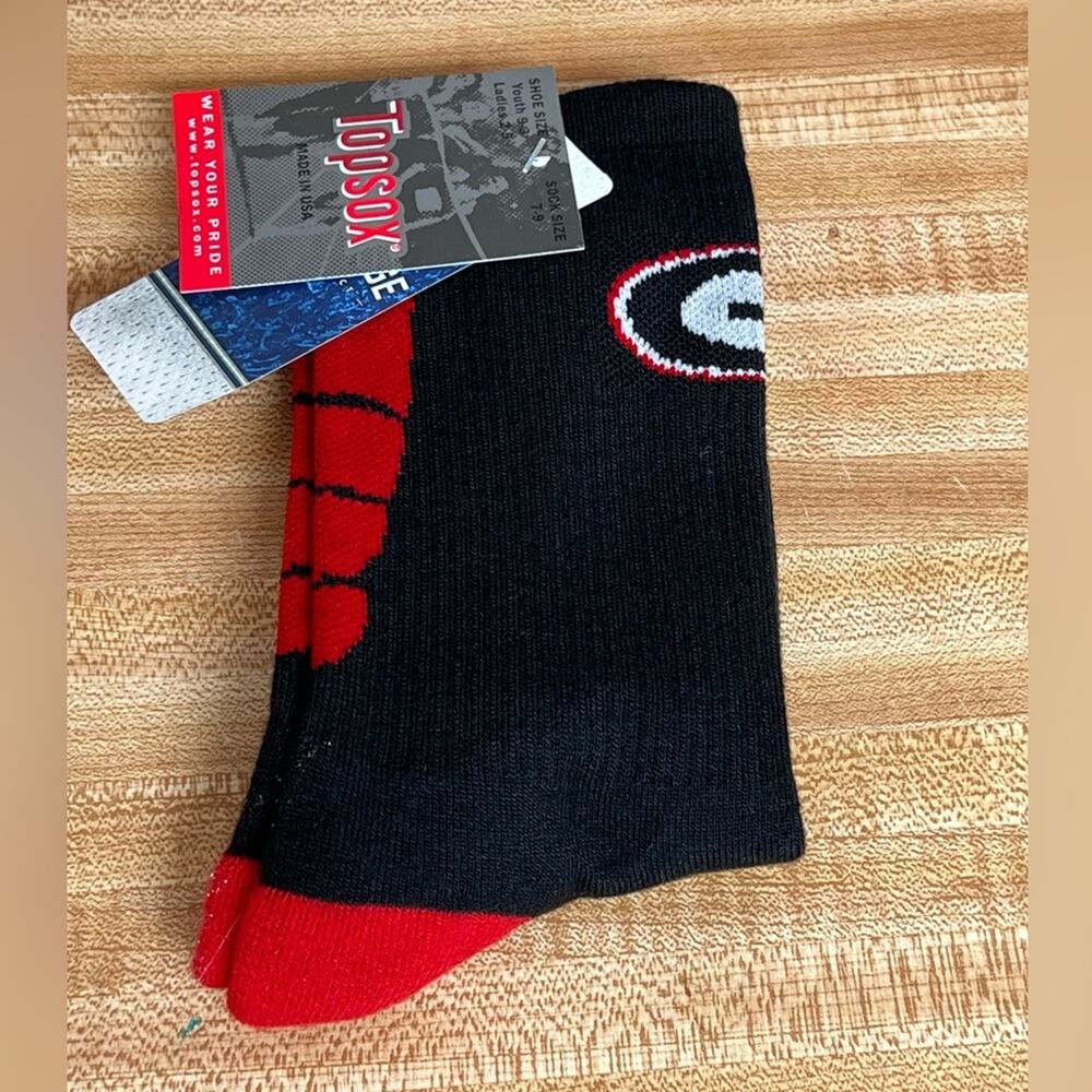 TOPSOX TAILGATE CREW SOCKS 7-9 US BLACK RES GEORGIA BULLDOGS NEW NICE